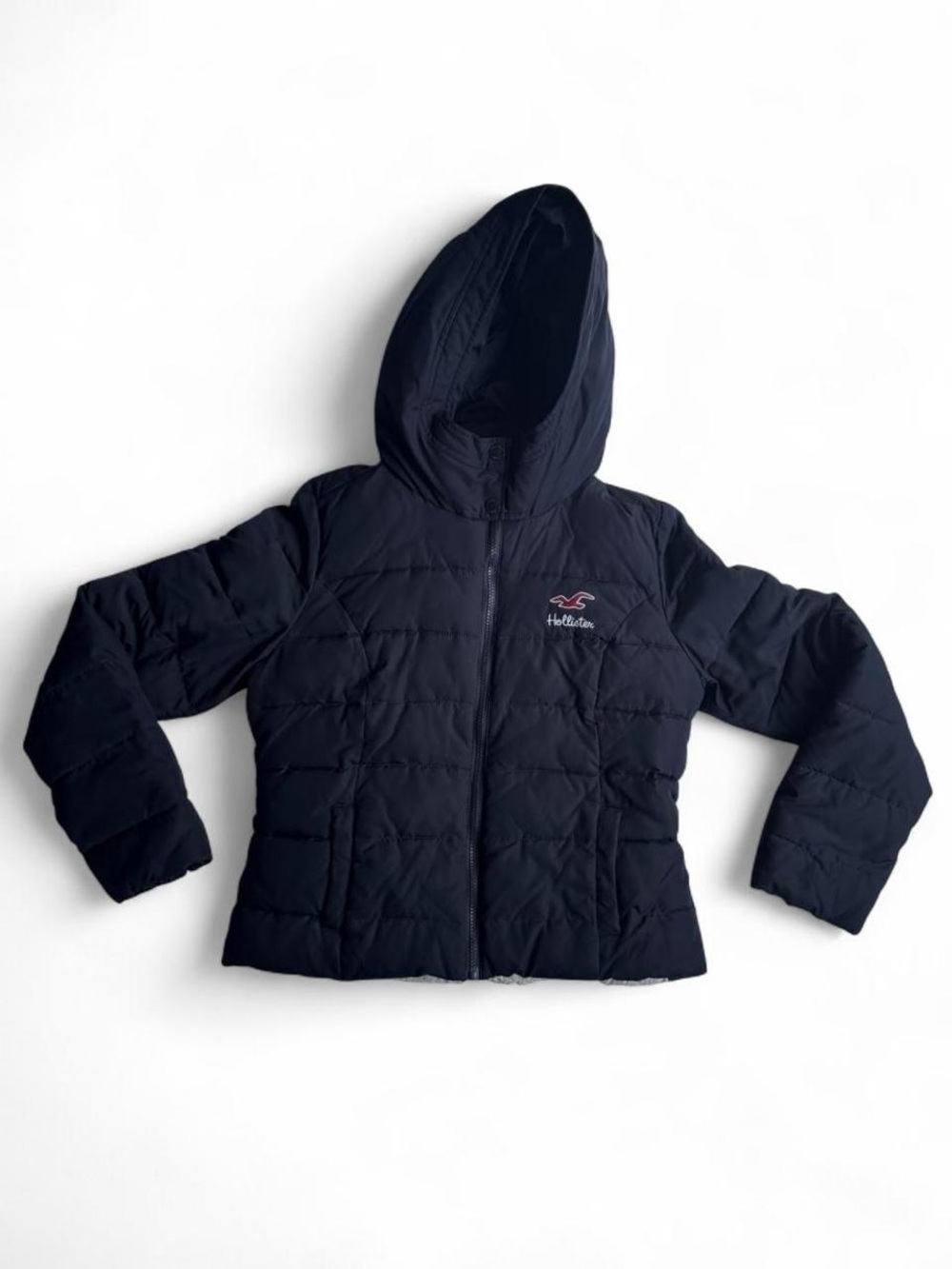 Hollister Y2k Navy Puffer Hooded Jacket